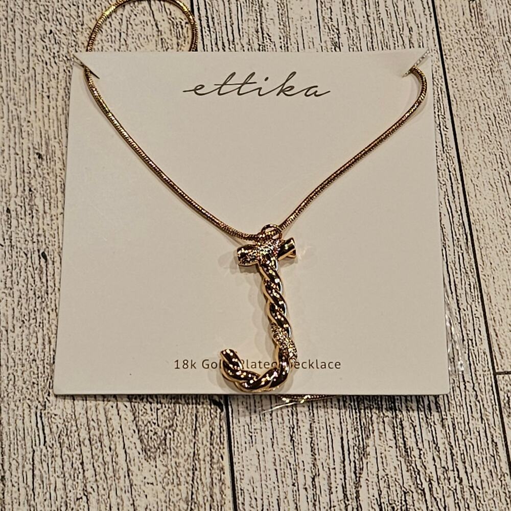 Ettika Women's 18K Gold-plated & Cubic Zirconia Initial J Pendant‎ Necklace